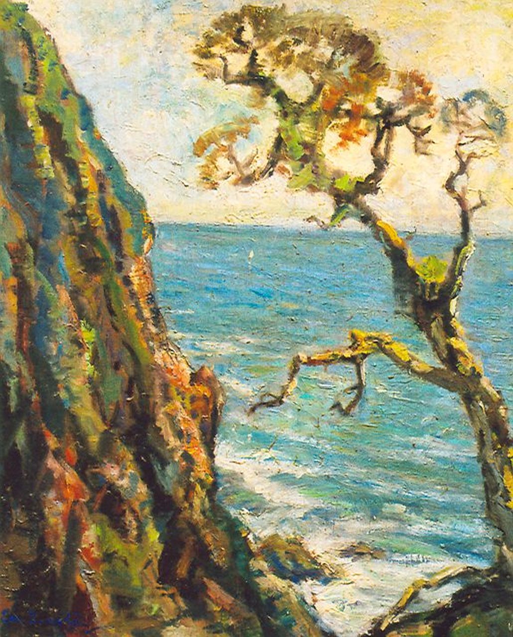 Dezentjé E.  | Ernest Dezentjé, Coastal scene, Öl auf Holz 59,9 x 47,7 cm, signed l.l.