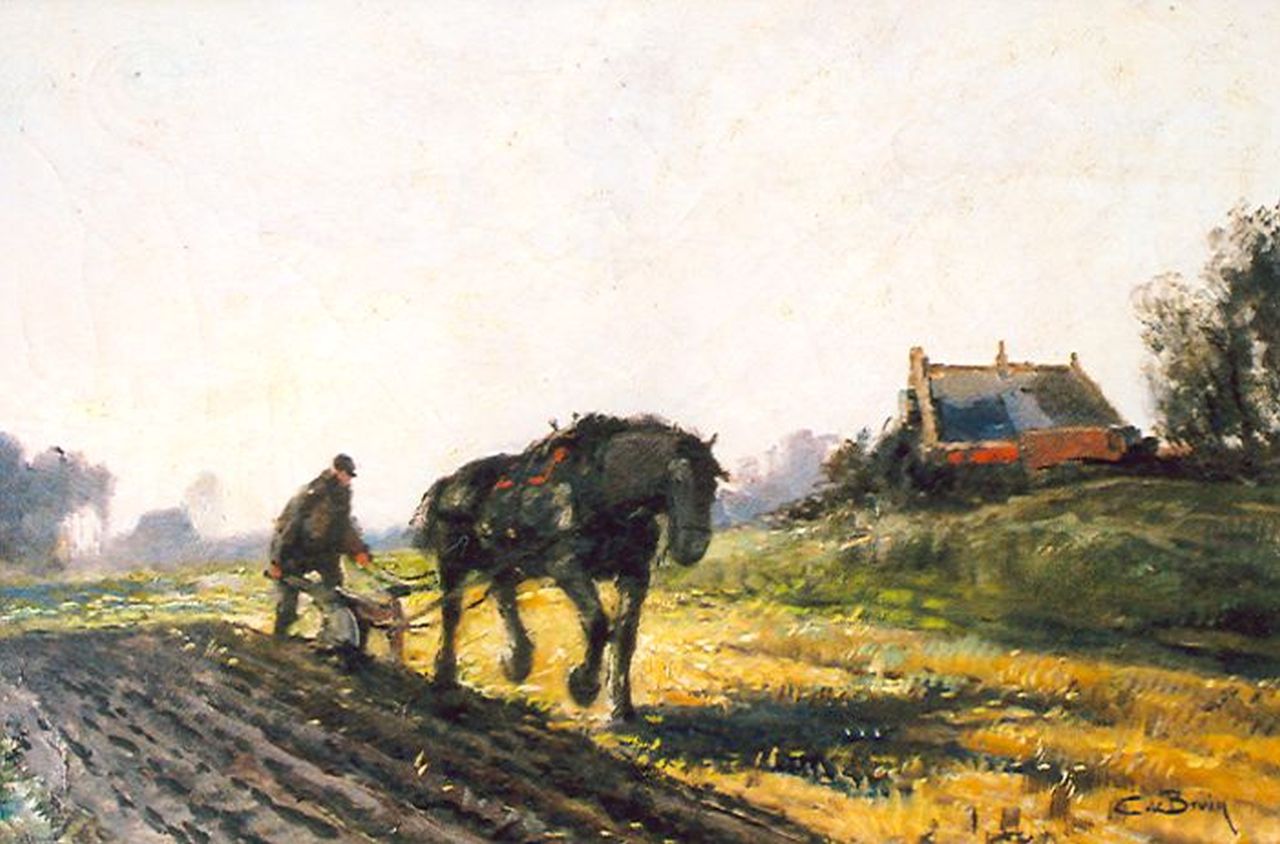 Cornelis de Bruin | A farmer ploughing the fields, Öl auf Leinwand, 40,0 x 60,1 cm, signed l.r.