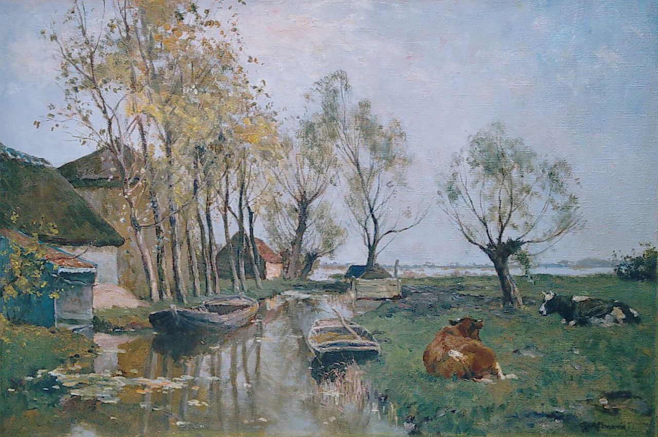 Altmann G.  | Gerard Altmann, A polder landscape in spring, Öl auf Leinwand 40,4 x 60,5 cm, signed l.r.