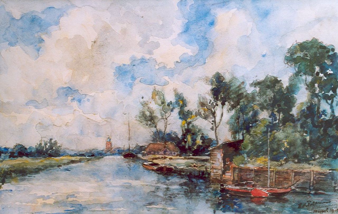 Polderman H.N.  | 'Hugo' Nicolaas Polderman, A canal, Drenthe, Aquarell auf Papier 22,5 x 35,5 cm, signed l.r. und dated Meppel 1926