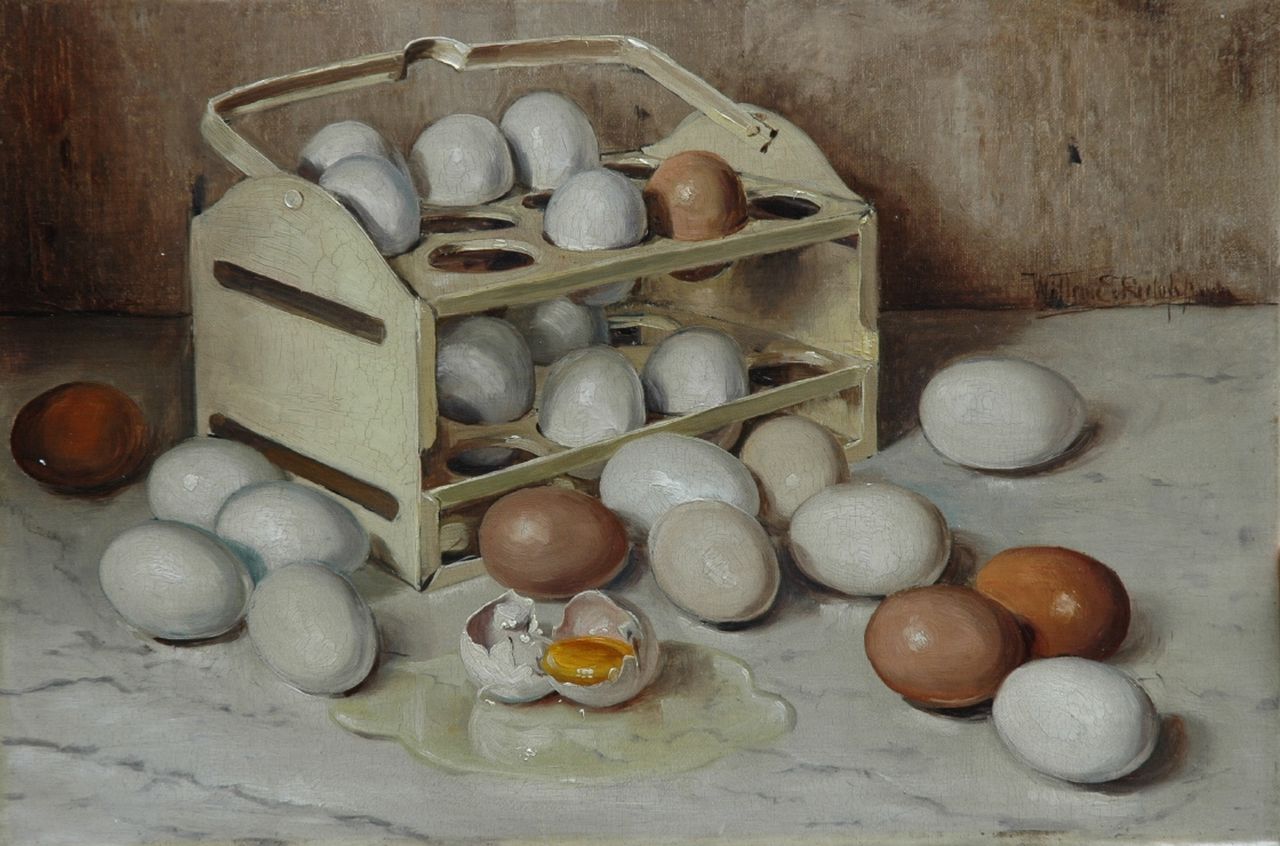 Roelofs jr. W.E.  | Willem Elisa Roelofs jr., Egg rack, Öl auf Malereifaser 30,1 x 44,9 cm, signed r.c.