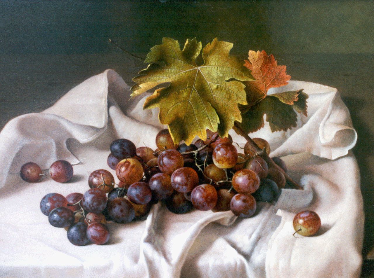 Bubarnik G.  | Gyula Bubarnik, A still life with grapes, Kupfer 30,0 x 40,0 cm, signed l.l.