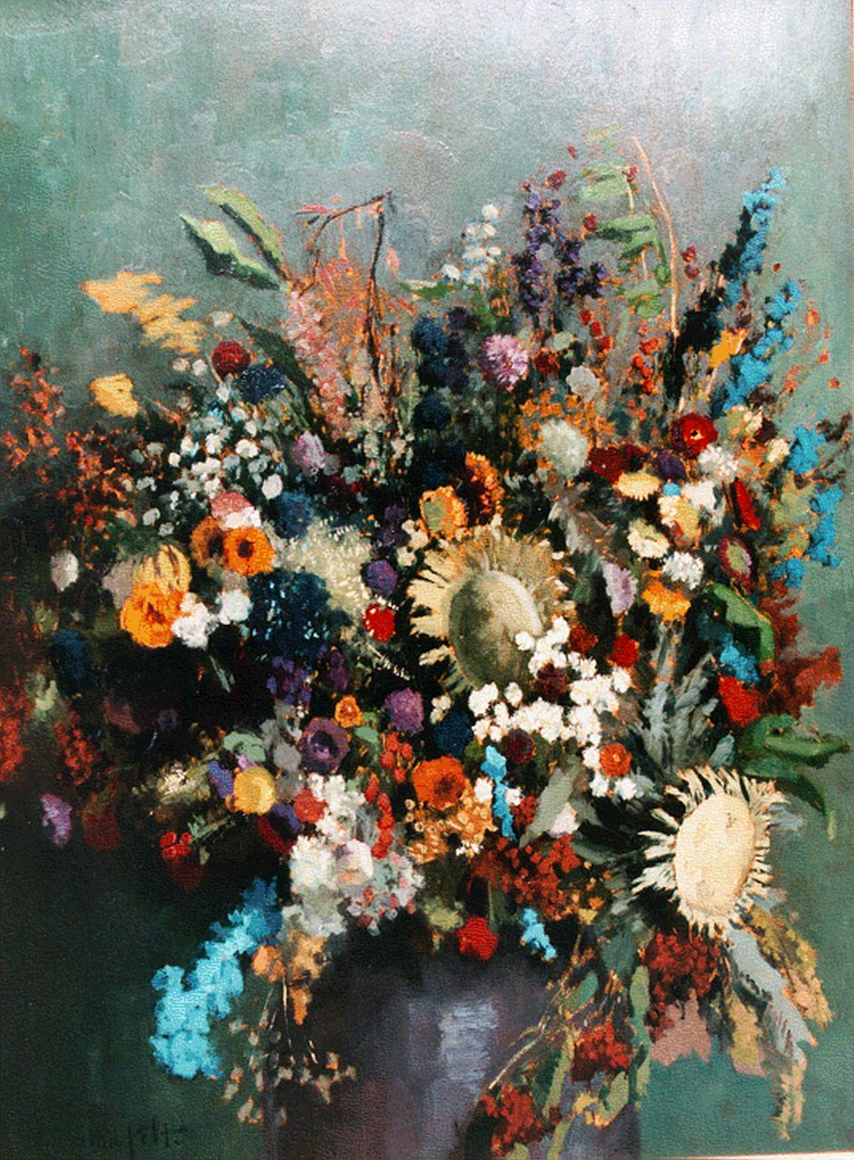 Pelt G.T.M. van | Godefridus Theodorus Maria 'Gottfried' van Pelt, A bunch of wildflowers, Öl auf Holz 119,2 x 89,5 cm, signed l.l.