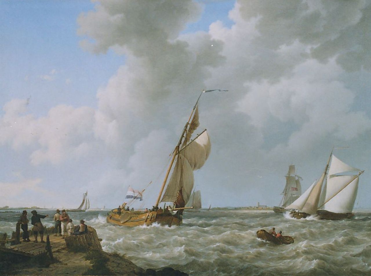 Koekkoek J.H.  | Johannes Hermanus Koekkoek, Sailing vessels in a stiff breeze, Zeeland, Öl auf Leinwand 54,0 x 73,4 cm, signed l.l. und dated 1833
