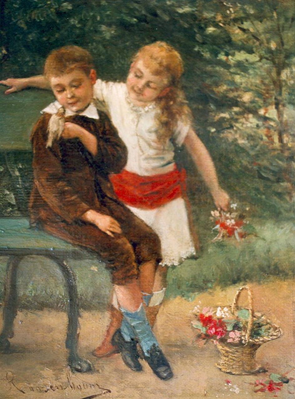Roosenboom A.  | Albert Roosenboom, Little friend, Öl auf Leinwand 24,4 x 18,6 cm, signed l.l.