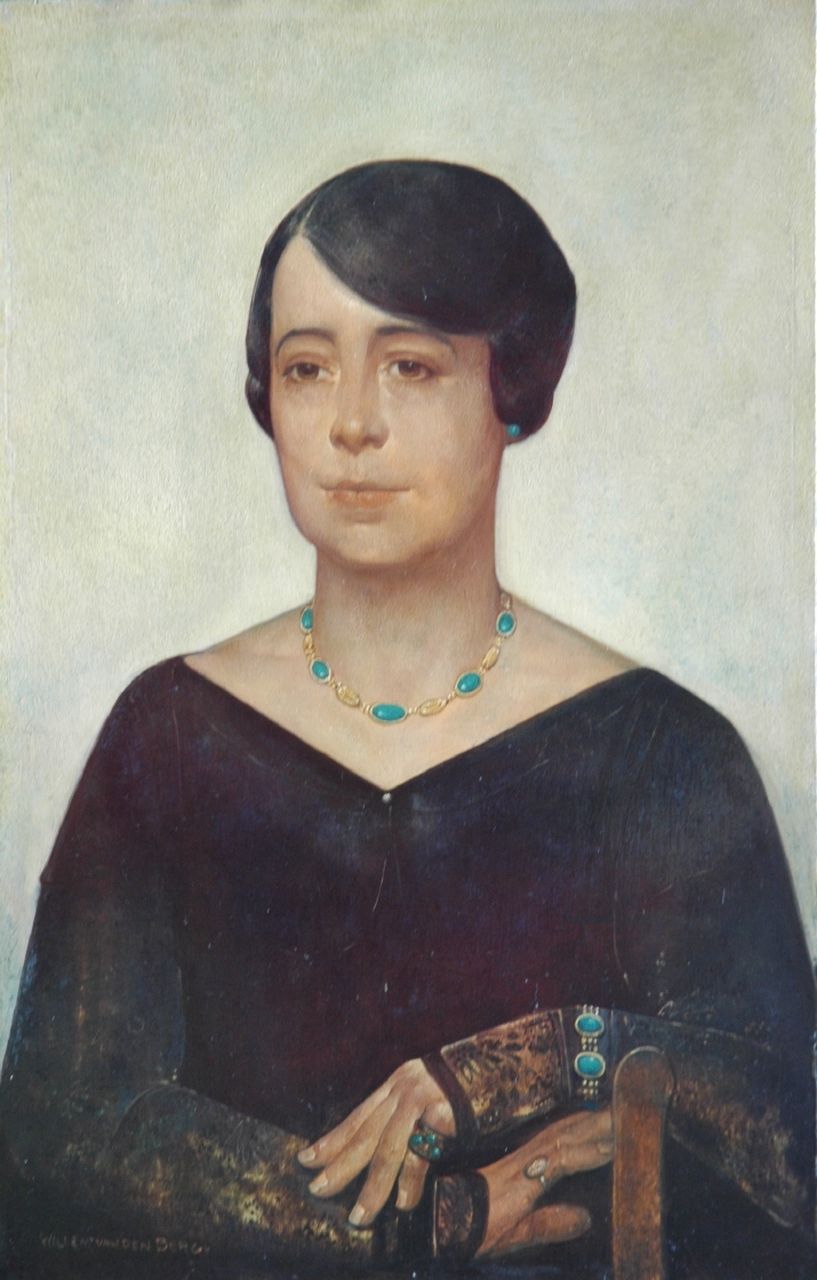 Berg W.H. van den | 'Willem' Hendrik van den Berg, A portrait of a lady, Öl auf Holz 41,4 x 26,6 cm, signed l.l.
