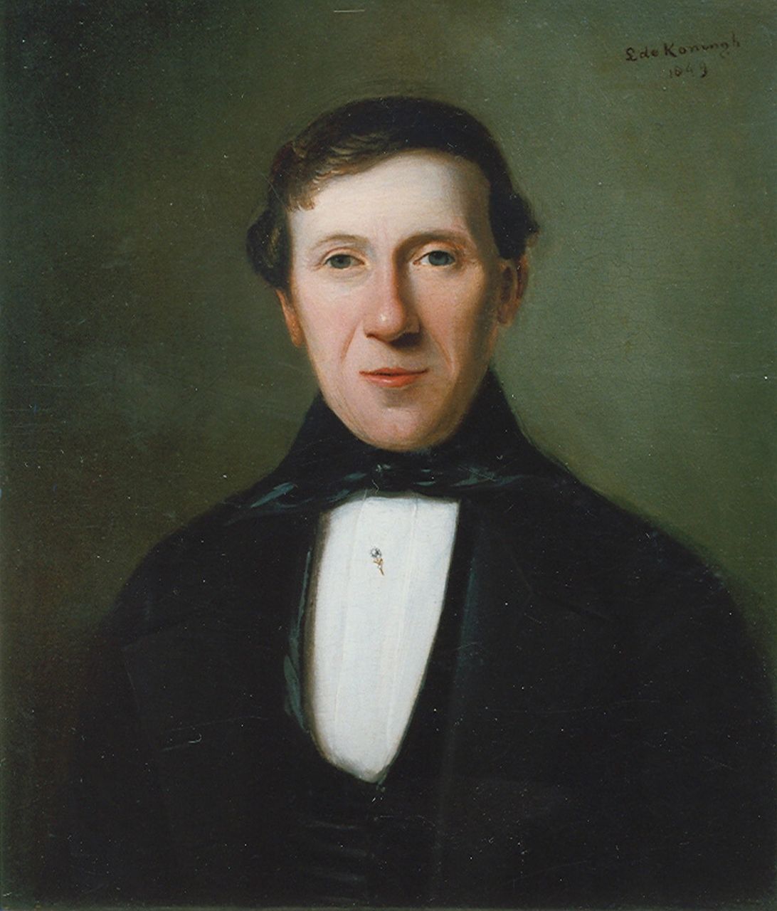 Koningh L. de | Leonard de Koningh, Porträt von Herrn De Vries, Öl auf Holz 27,5 x 24,5 cm, Unterzeichnet r.o. und datiert 1849