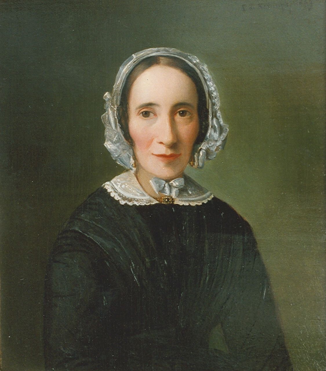 Koningh L. de | Leonard de Koningh, Porträt von Frau De Vries, Öl auf Holz 27,5 x 24,5 cm, Unterzeichnet r.o. und datiert 1849