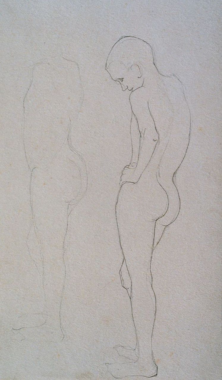 Mankes J.  | Jan Mankes, A study of a male nude, Bleistift auf Papier 26,4 x 17,0 cm