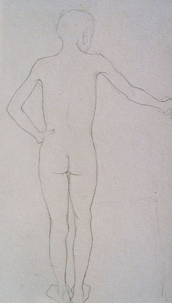 Mankes J.  | Jan Mankes, A study of a male nude, Bleistift auf Papier 24,9 x 18,5 cm, zu Datieren 1913