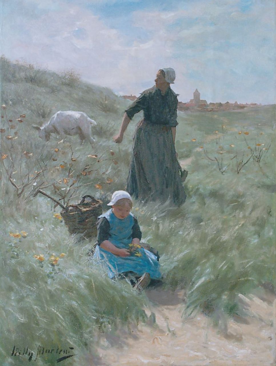 Martens W.  | Willem 'Willy' Martens, Mother and child in the dunes, Öl auf Leinwand 75,0 x 56,0 cm, signed l.l.