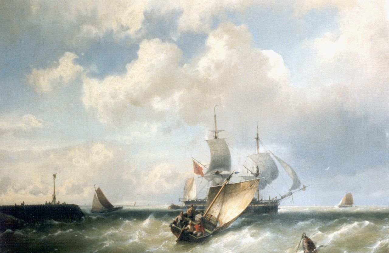 Koekkoek J.H.B.  | Johannes Hermanus Barend 'Jan H.B.' Koekkoek, Vessels on a breezy day, Öl auf Leinwand 37,7 x 54,2 cm, signed l.l. und dated '59