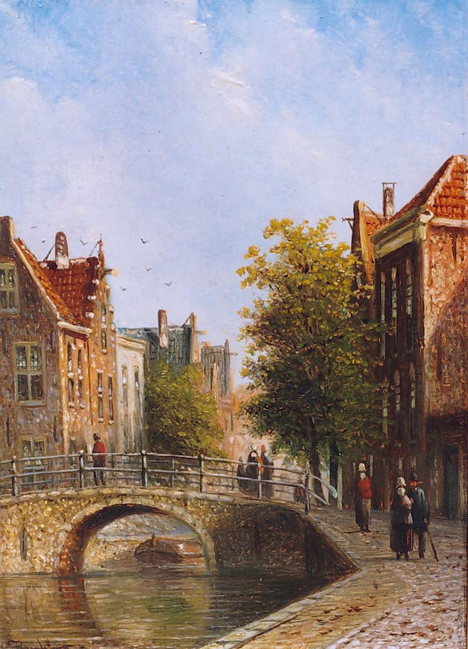 Spohler J.F.  | Johannes Franciscus Spohler, Dutch town, Öl auf Holz 11,9 x 8,9 cm, signed l.l.