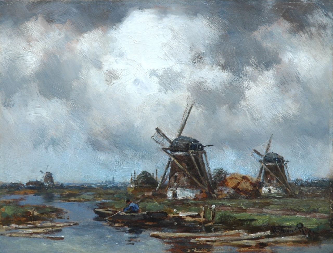Rip W.C.  | 'Willem' Cornelis Rip, Showery weather, Öl auf Holz 27,7 x 36,2 cm, signed l.r. and on the reverse