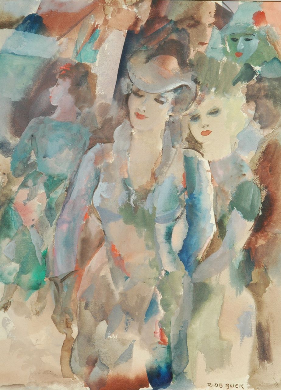 Buck R. de | Raphaël de Buck, Café scene, Aquarell auf Papier 31,5 x 23,5 cm, signed l.r.