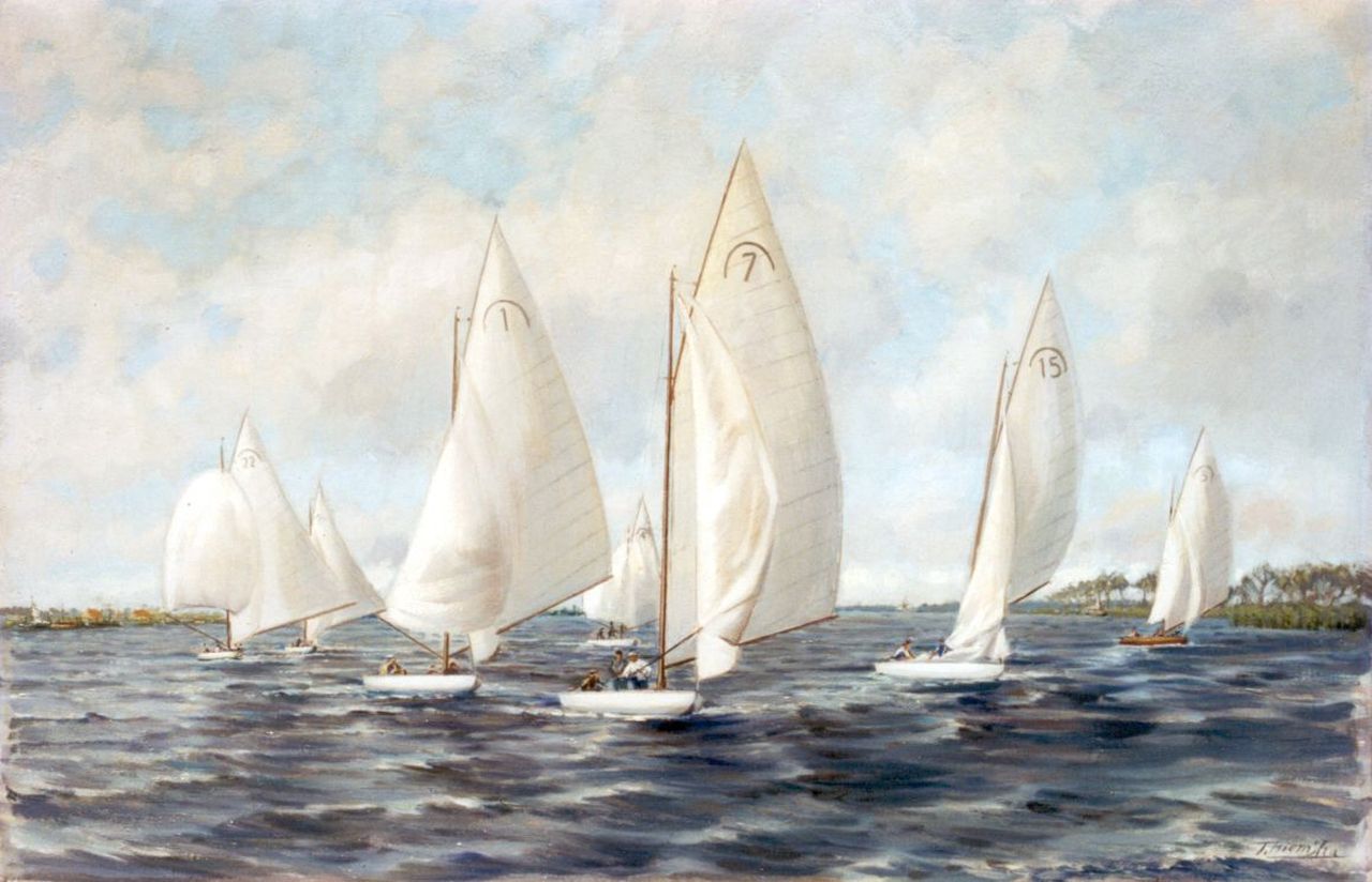 T. Hiemstra | Regatta, Friesland, Öl auf Leinwand, 51,0 x 78,0 cm, signed l.r.