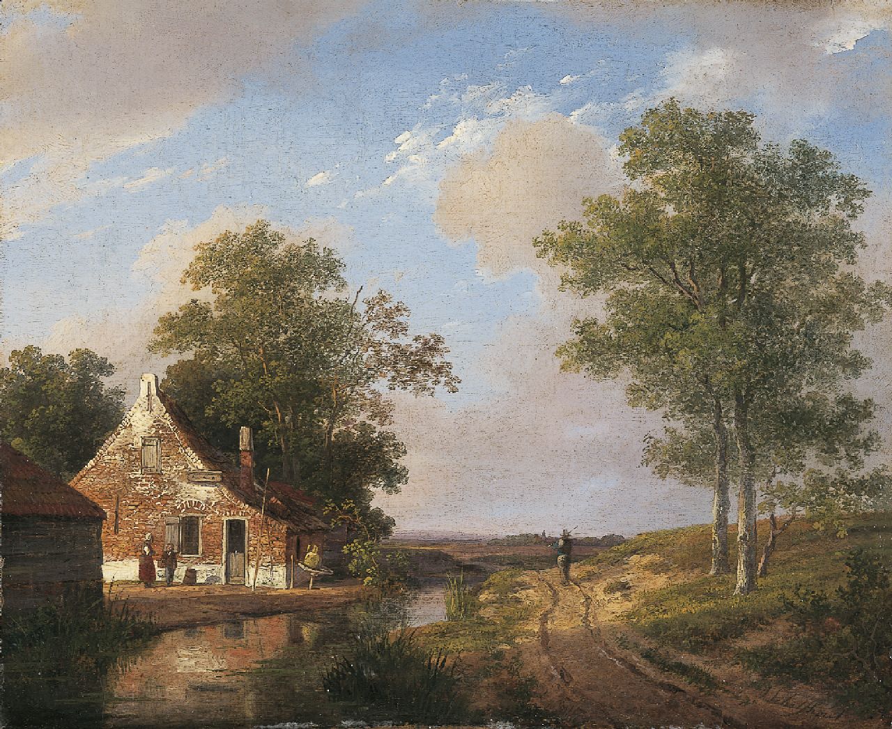 Schelfhout A.  | Andreas Schelfhout, Farmstead, Öl auf Holz 23,4 x 28,5 cm, signed l.r. und painted circa 1820