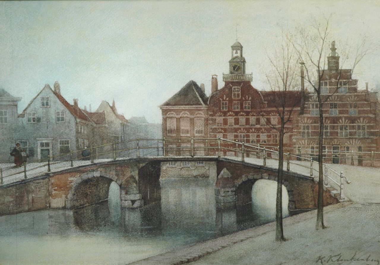 Klinkenberg J.C.K.  | Johannes Christiaan Karel Klinkenberg, A view of a Dutch town in winter, Aquarell auf Papier 29,1 x 41,7 cm, signed l.r.