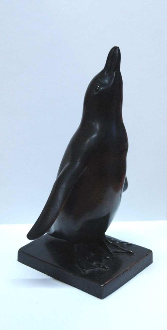 O. Yversen | Pinguin, Bronze, 21,8 x 16,8 cm, Unterzeichnet auf der Basis