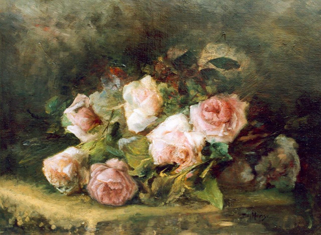 Hense S.  | Sara Hense, Roses draped on a table, Öl auf Leinwand 50,0 x 67,2 cm, signed l.r.
