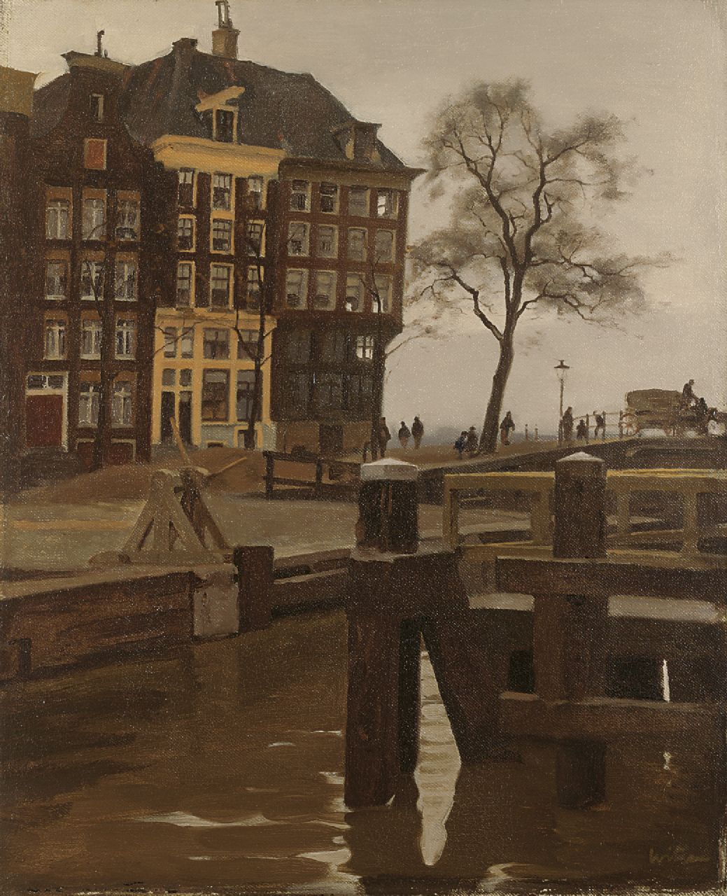 Witsen W.A.  | 'Willem' Arnold Witsen, The corner of the Kalkmarkt and Prins Hendrikkade, Amsterdam, Öl auf Leinwand 51,2 x 42,0 cm, signed l.r.