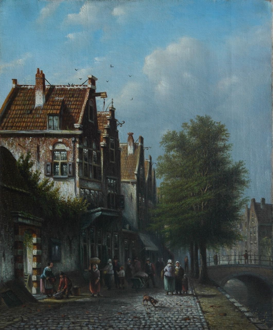 Spohler J.F.  | Johannes Franciscus Spohler, Daily activities in a Dutch town, Öl auf Leinwand 37,5 x 31,1 cm, signed l.l.