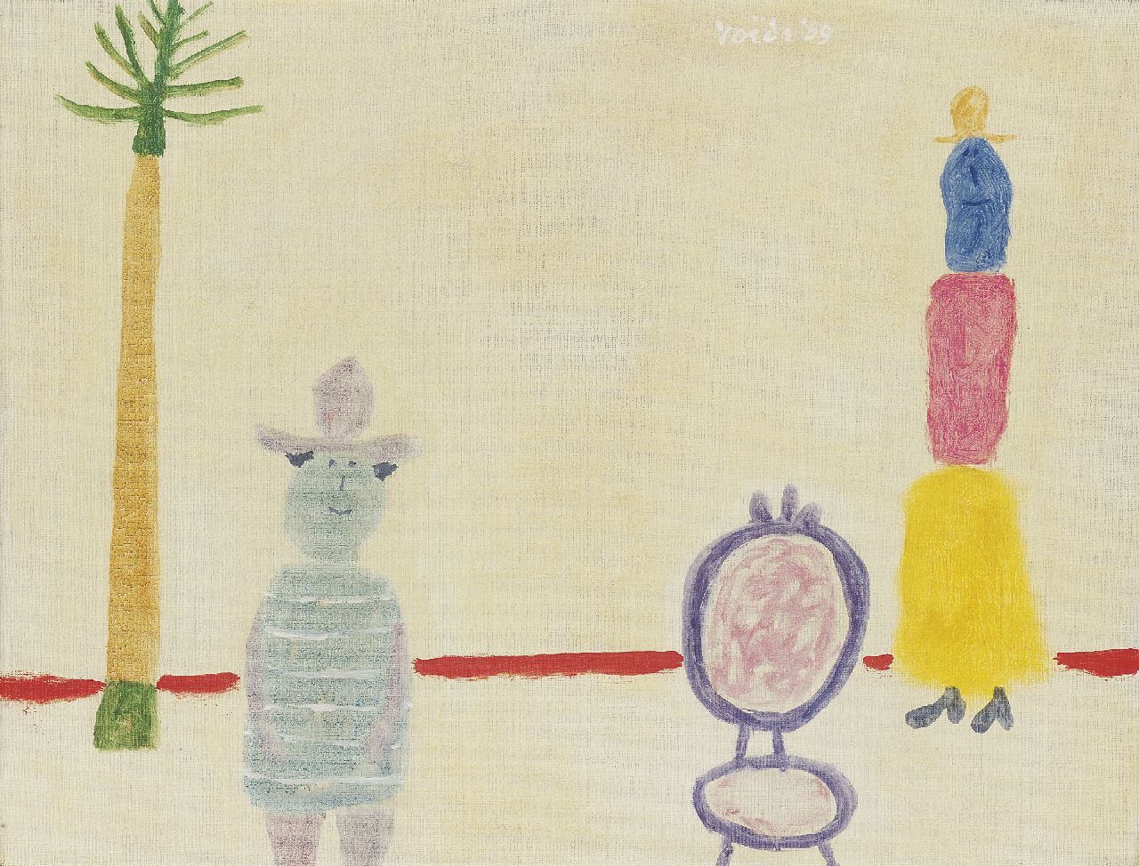 Roëde J.  | Jan Roëde | Gemälde zum Verkauf angeboten | Figuren mit Palmen, Öl auf Leinwand 45,9 x 59,9 cm, Unterzeichnet M.o. und datiert '69