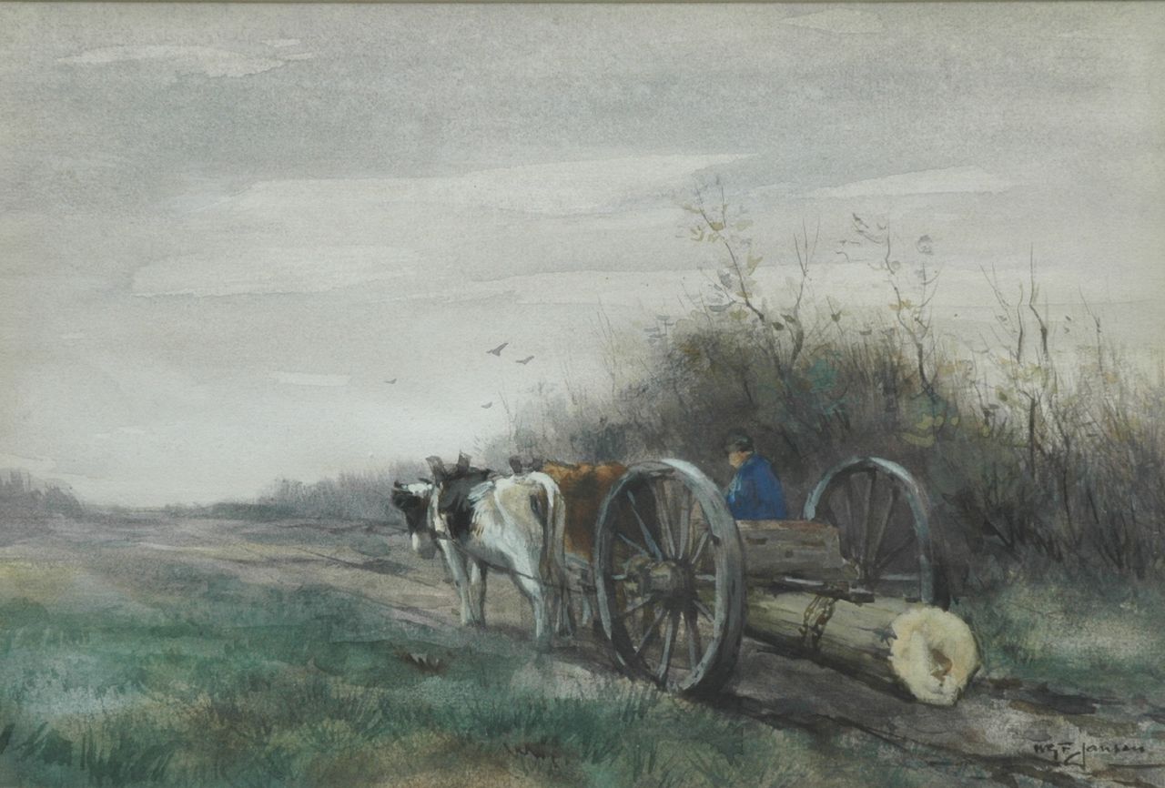 Jansen W.G.F.  | 'Willem' George Frederik Jansen, Gathering wood, Brabant, Aquarell auf Papier 24,8 x 36,6 cm, signed l.r.