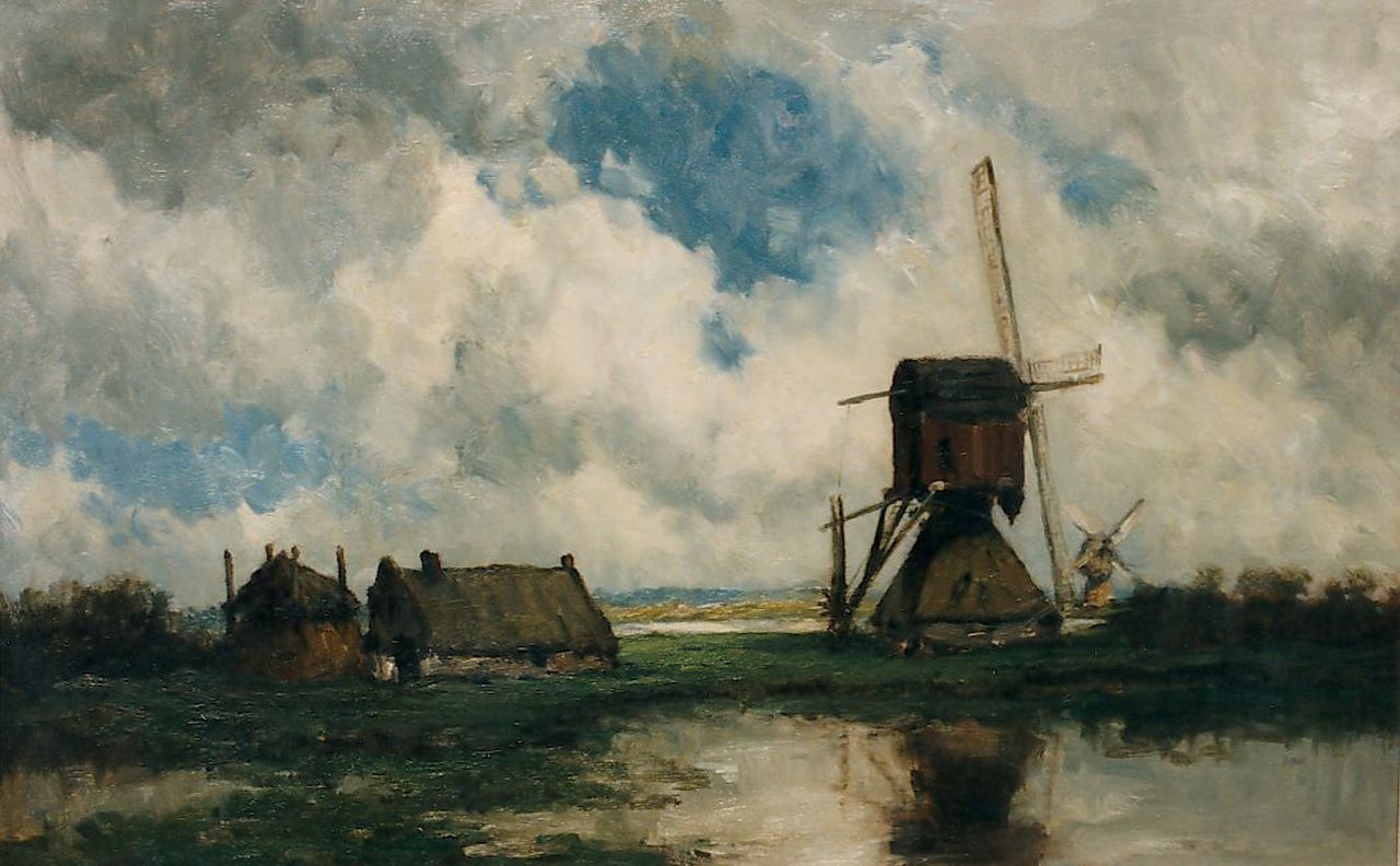 Roelofs W.  | Willem Roelofs, A polder landscape with windmills, Öl auf Leinwand 46,0 x 73,0 cm