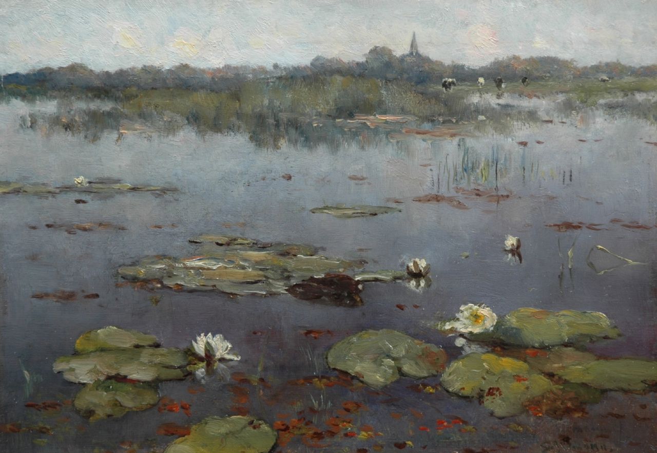 Altmann G.  | Gerard Altmann, Waterlilies, Öl auf Holz 21,6 x 31,2 cm, signed l.r.