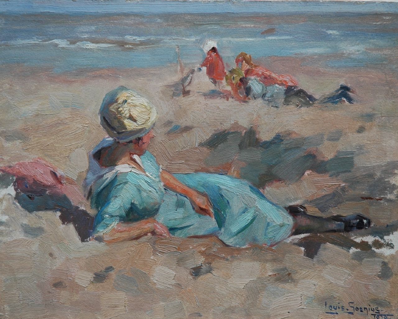 Soonius L.  | Lodewijk 'Louis' Soonius, A sunny day at the beach, Öl auf Holzfaser 26,4 x 33,5 cm, signed l.r. und dated 1920