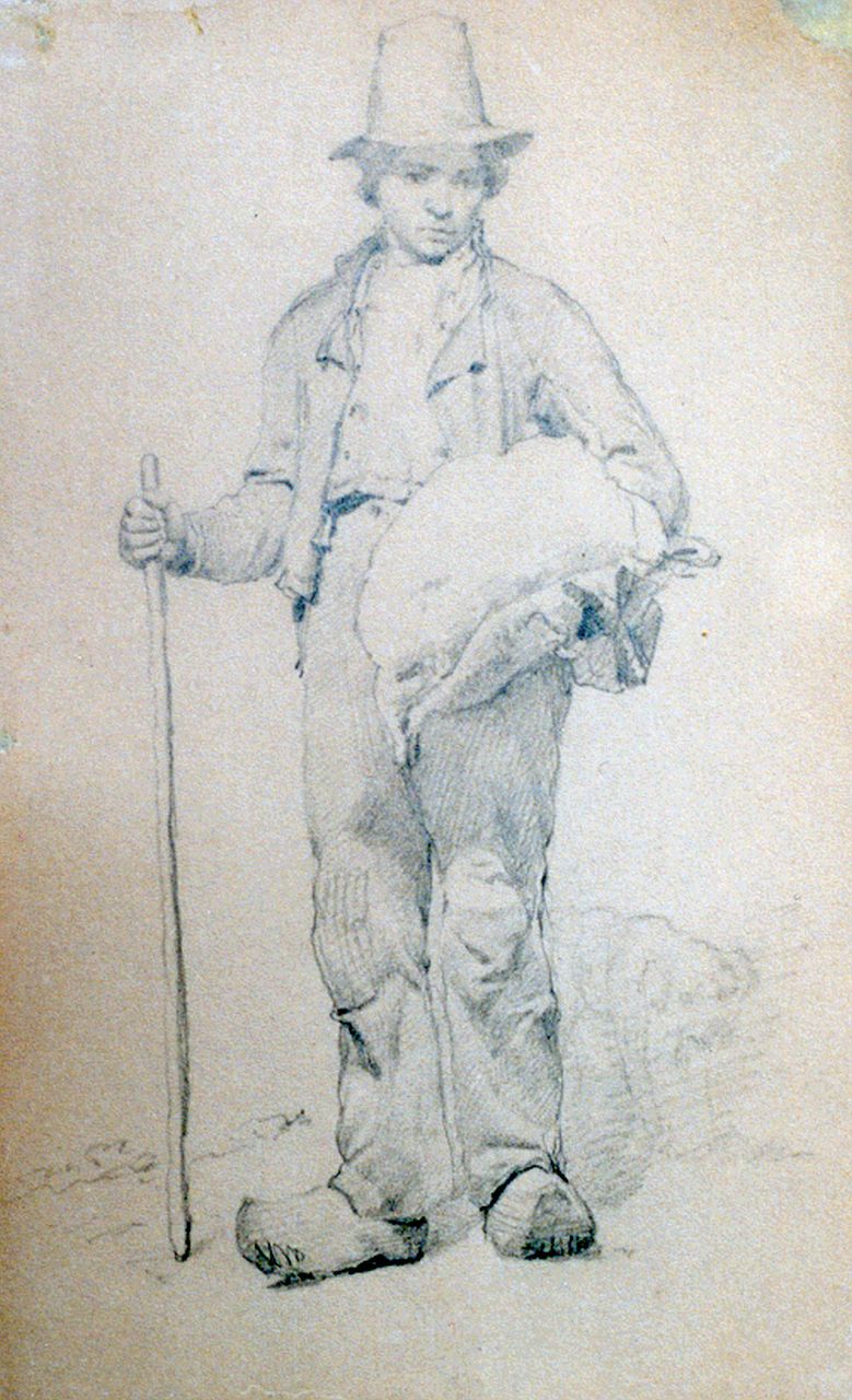 Koekkoek B.C.  | Barend Cornelis Koekkoek, A farm labourer, Bleistift auf Papier 23,0 x 13,8 cm