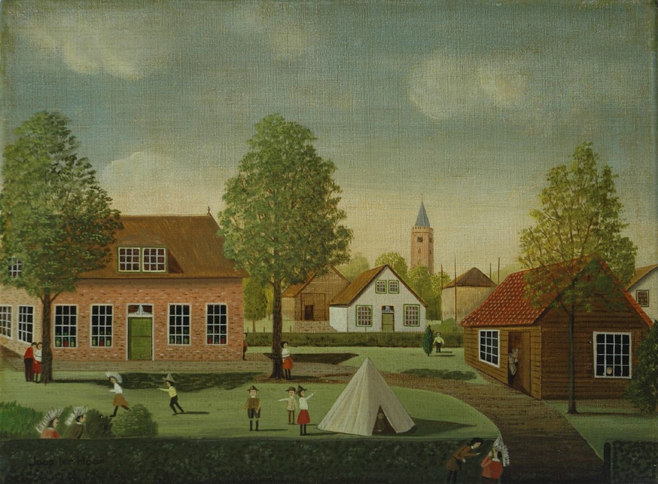 Haar J.E. ter | Jacob Everard 'Jaap' ter Haar, Children playing, Blaricum, Öl auf Leinwand 30,6 x 40,6 cm, signed l.l.