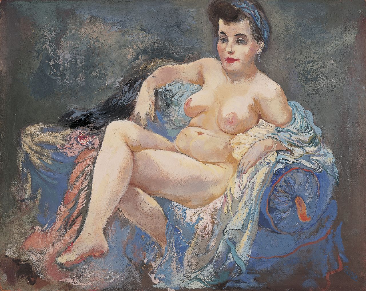 Grosz G.  | George 'Georg' Grosz, A nude, Öl auf Holzfaser 40,3 x 50,9 cm, signed l.r. und painted in 1942