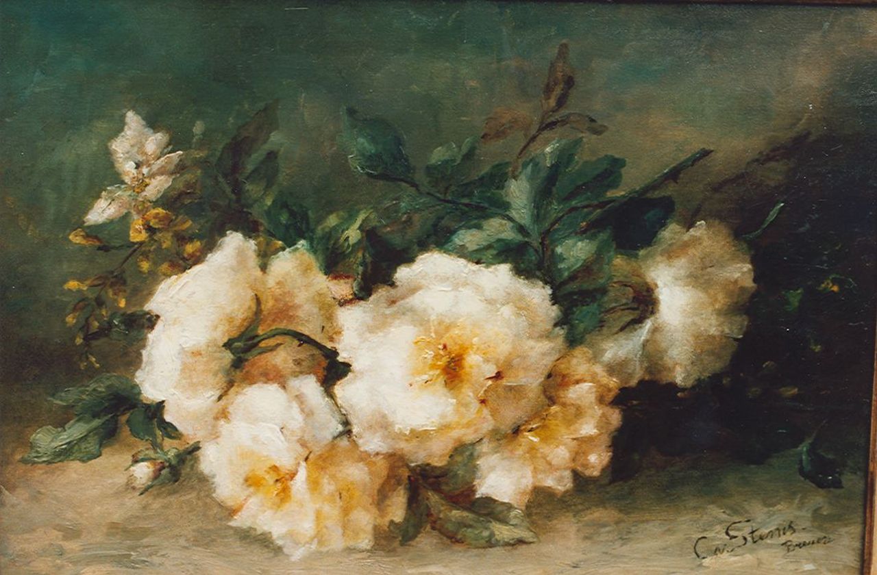 Stenis-Breuer C.F. van | 'Clara' Francina van Stenis-Breuer, Still life with yellow roses, Öl auf Holz 35,7 x 53,2 cm, signed l.r.