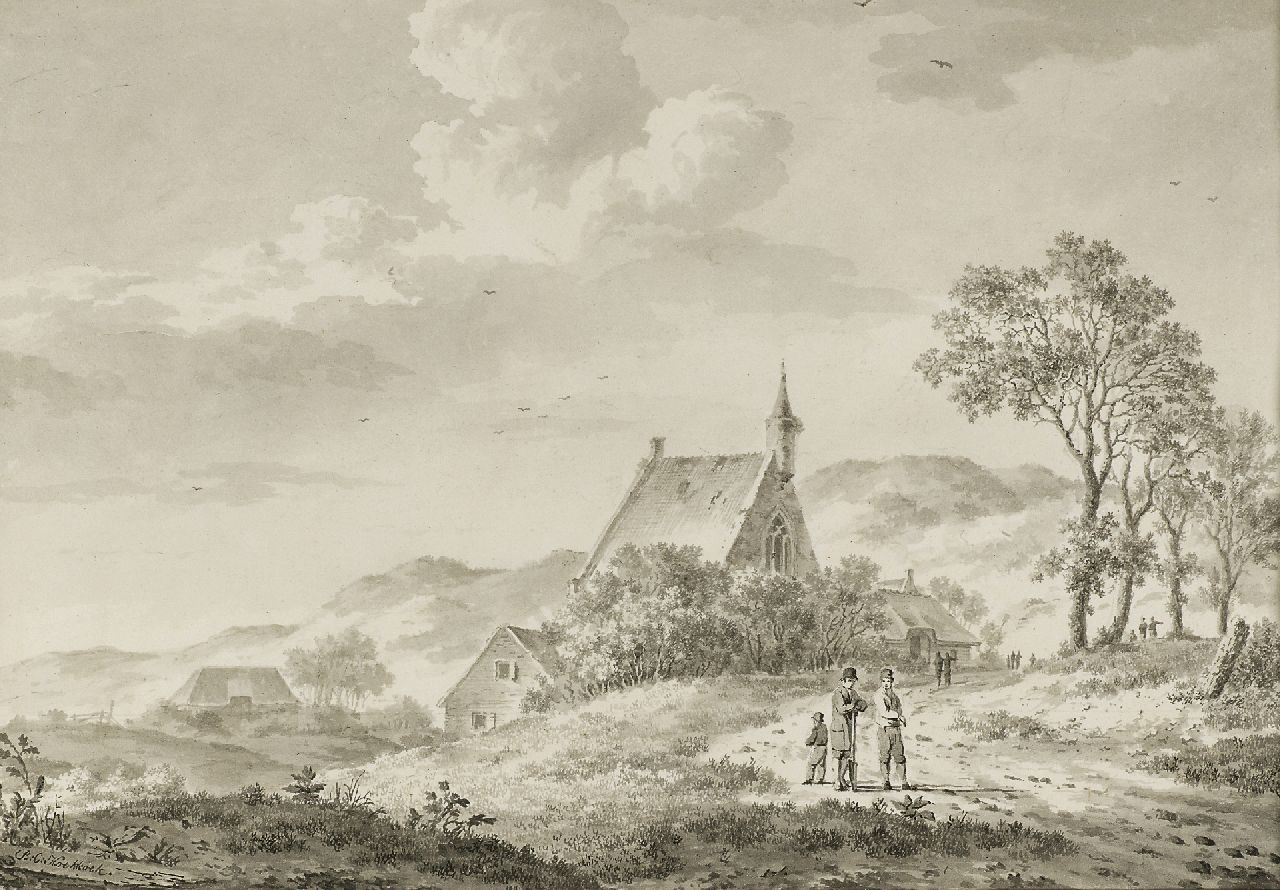 Koekkoek B.C.  | Barend Cornelis Koekkoek, Landschaft in Zeeland, Feder, Pinsel und Tinte auf Papier 18,3 x 26,7 cm, Unterzeichnet l.u.