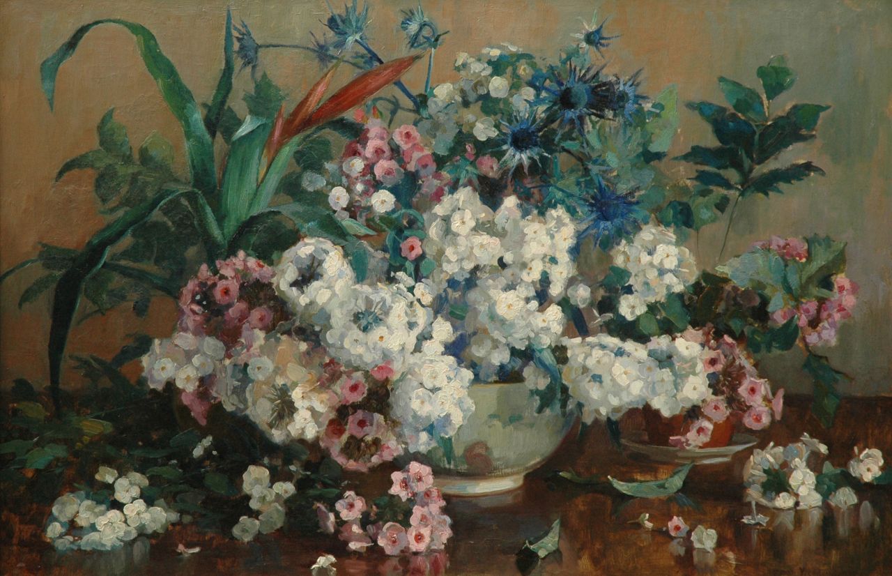 Vreedenburgh H.  | Hermanus 'Herman' Vreedenburgh | Gemälde zum Verkauf angeboten | Sommerblumen, Öl auf Leinwand 63,6 x 95,7 cm, Unterzeichnet r.u. und datiert 1915