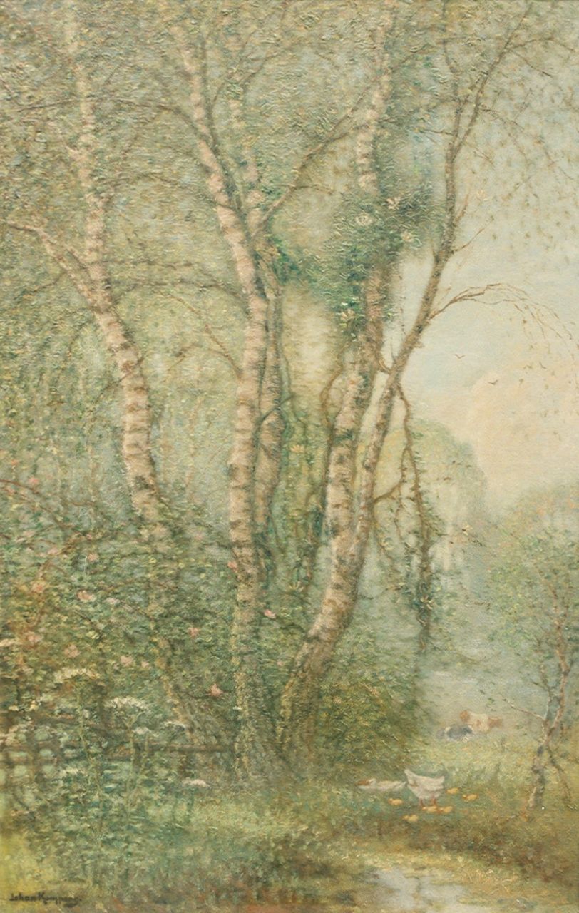 Kuijpers J.C.E.  | 'Johan' Cornelis Eliza Kuijpers, Birke im Morgendunst, Öl auf Leinwand 100,2 x 65,4 cm, Unterzeichnet l.u.