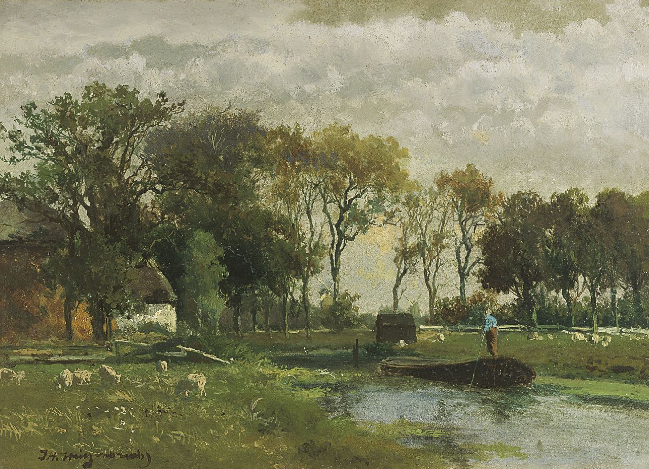 Weissenbruch H.J.  | Hendrik Johannes 'J.H.' Weissenbruch, A polder landscape, Öl auf Leinwand 24,9 x 34,2 cm, signed l.l. in full and with initials