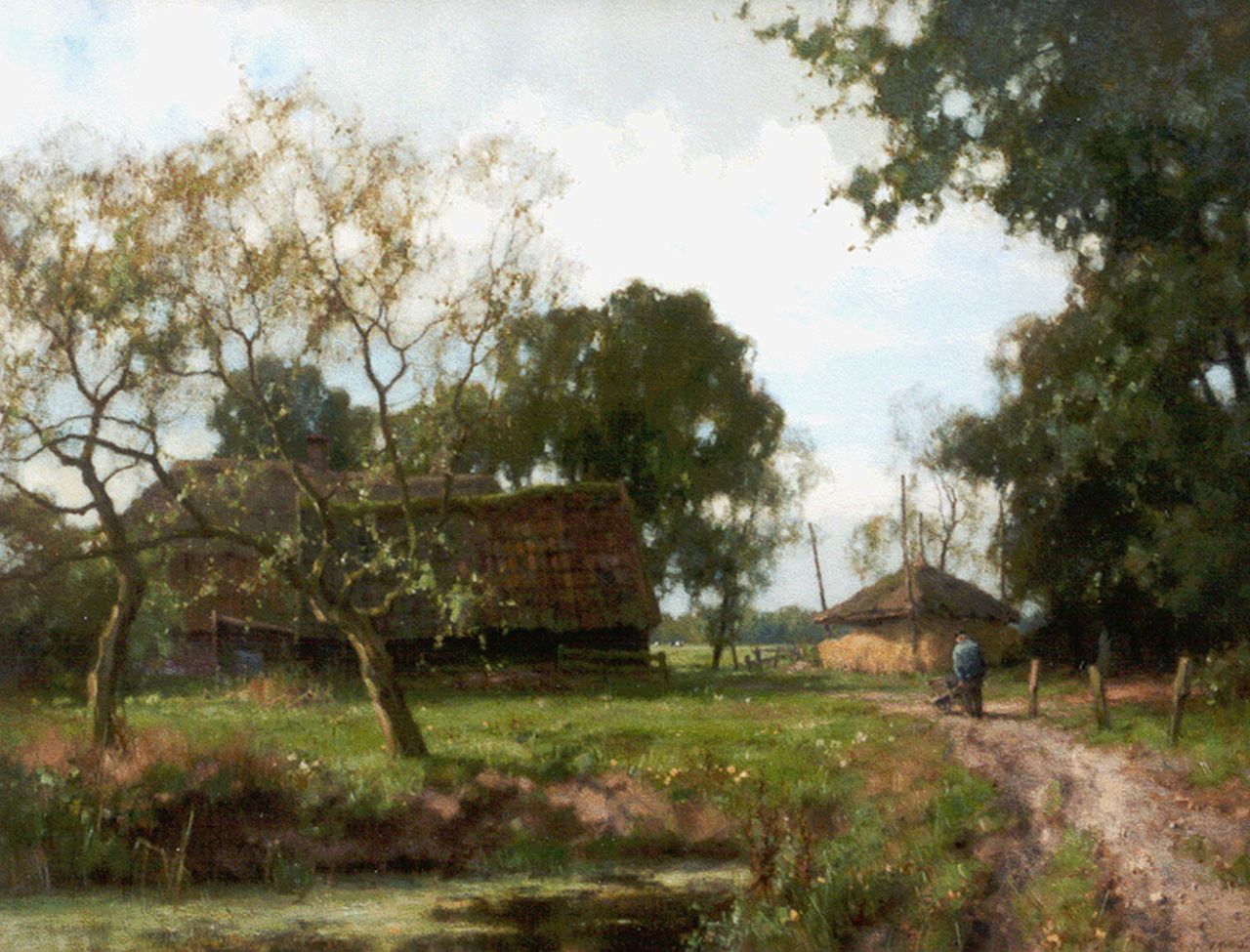 Holtrup J.  | Jan Holtrup, A farm in a wooded landscape, Öl auf Leinwand 70,2 x 90,2 cm, signed l.r.