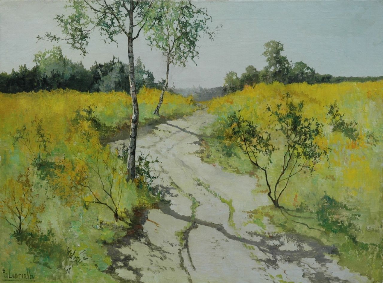 Ven P.J. van der | 'Paul' Jan van der Ven, A country road in summer, Öl auf Leinwand 60,0 x 80,2 cm, signed l.l.