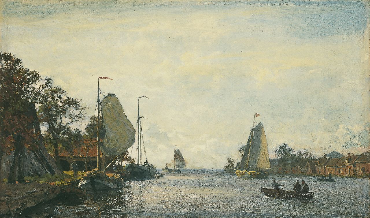 Tholen W.B.  | Willem Bastiaan Tholen, A summer landscape with sailing vessels, Öl auf Leinwand 35,4 x 59,0 cm, signed l.r. und painted '04
