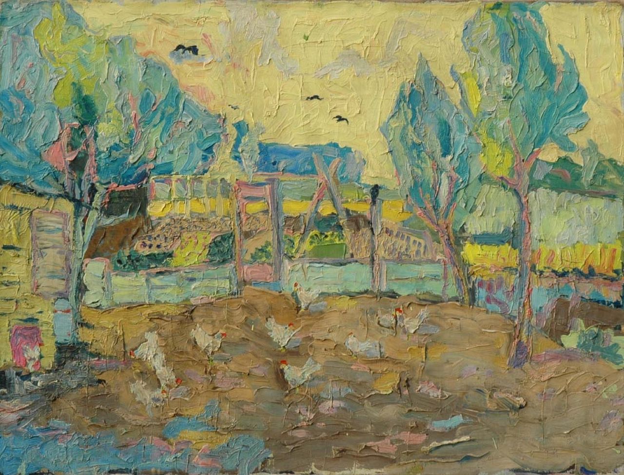 Spaans L.  | Leenderd 'Leen' Spaans, The allotment gardens next to our house, Öl auf Leinwand 60,5 x 80,0 cm, signed on the reverse und on reverse painted '60