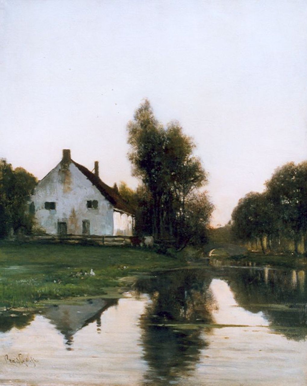 Apol L.F.H.  | Lodewijk Franciscus Hendrik 'Louis' Apol, A farm along a canal in spring, Öl auf Leinwand 39,9 x 32,5 cm, signed l.l.