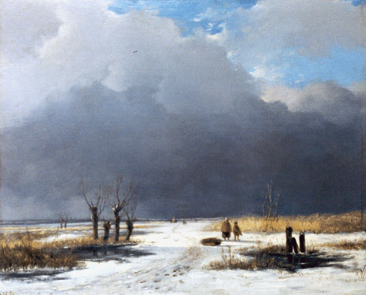 Bonifacius Cornelis Schneiders van Greyffenswerth | Figures in a winter landscape, Öl auf Holz, 26,3 x 31,8 cm, signed l.l. with initials und dated 1834