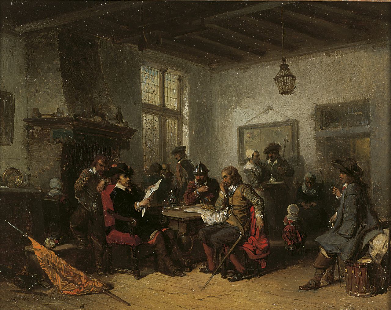 Kate H.F.C. ten | 'Herman' Frederik Carel ten Kate, A tavern, Öl auf Holz 20,5 x 26,1 cm, signed l.l. und dated 1850