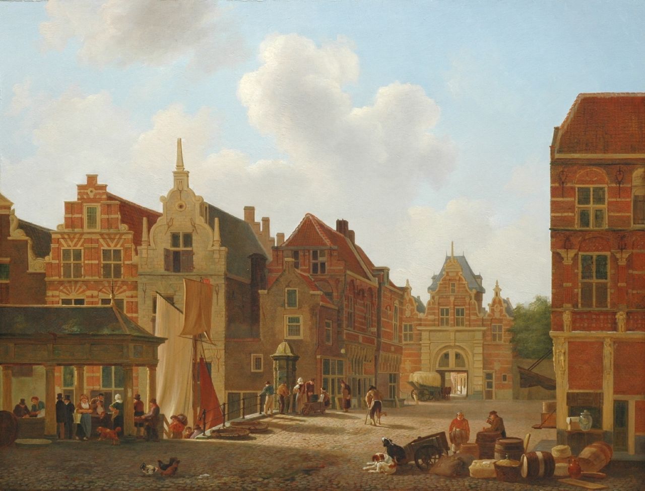 Rutten J.  | Johannes Rutten, Ansicht auf das Rietdijkerspoort in Dordrecht, Öl auf Holz 56,1 x 73,1 cm, Unterzeichnet r.u.