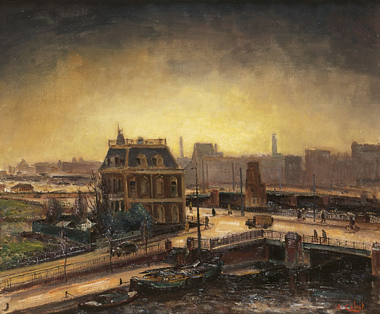Colnot A.J.G.  | 'Arnout' Jacobus Gustaaf Colnot, View of the Berlagebrug, Amsterdam, Öl auf Leinwand 49,8 x 60,1 cm, signed l.r. und painted circa 1935