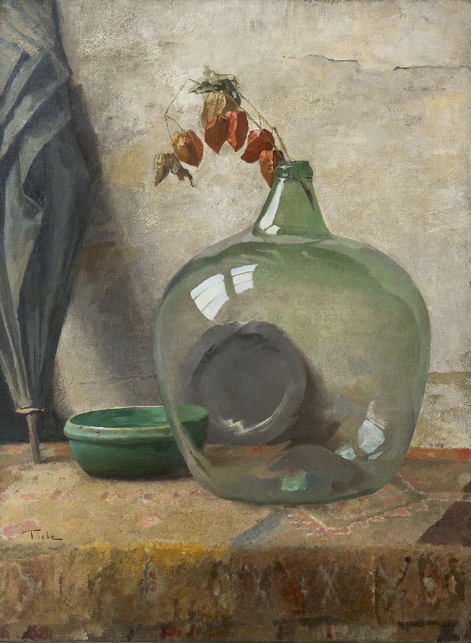 Tiele J.  | 'Jan' Cornelis Tiele, Stilleben mit grüner Flasche, Öl auf Leinwand 95,2 x 71,4 cm, Unterzeichnet l.u.
