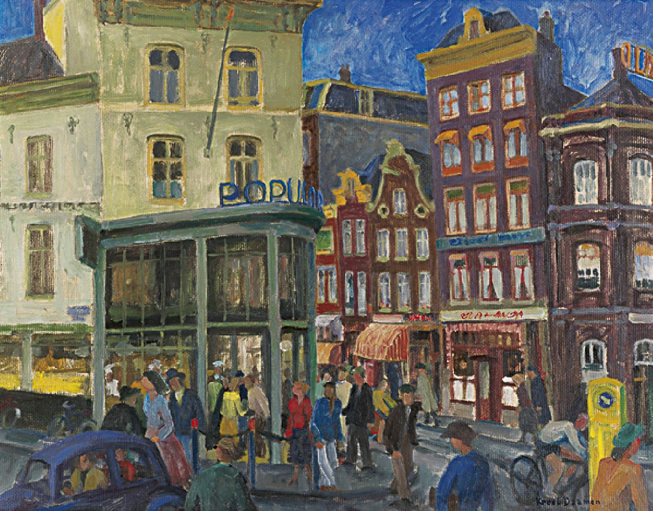 Kreel Daamen | Rembrandtplein, Amsterdam, Öl auf Holzfaser, 46,9 x 59,8 cm, signed l.r.